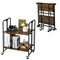 Rustic Brown Wooden Foldable Rolling Cart with Metal Frame and Storage Shelves Suitable to Any Room
